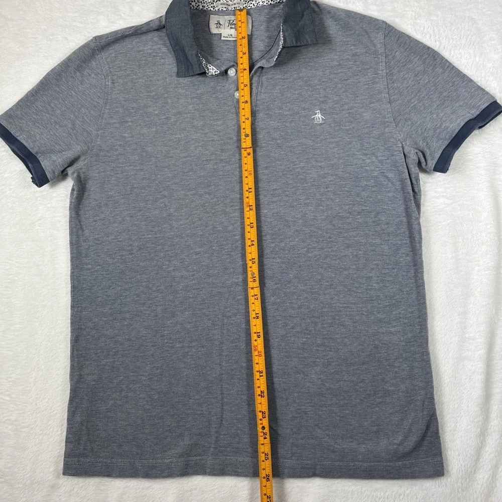 Penguin Original Blue Embroidered Logo Polo‎ Large Short Sleeve Large